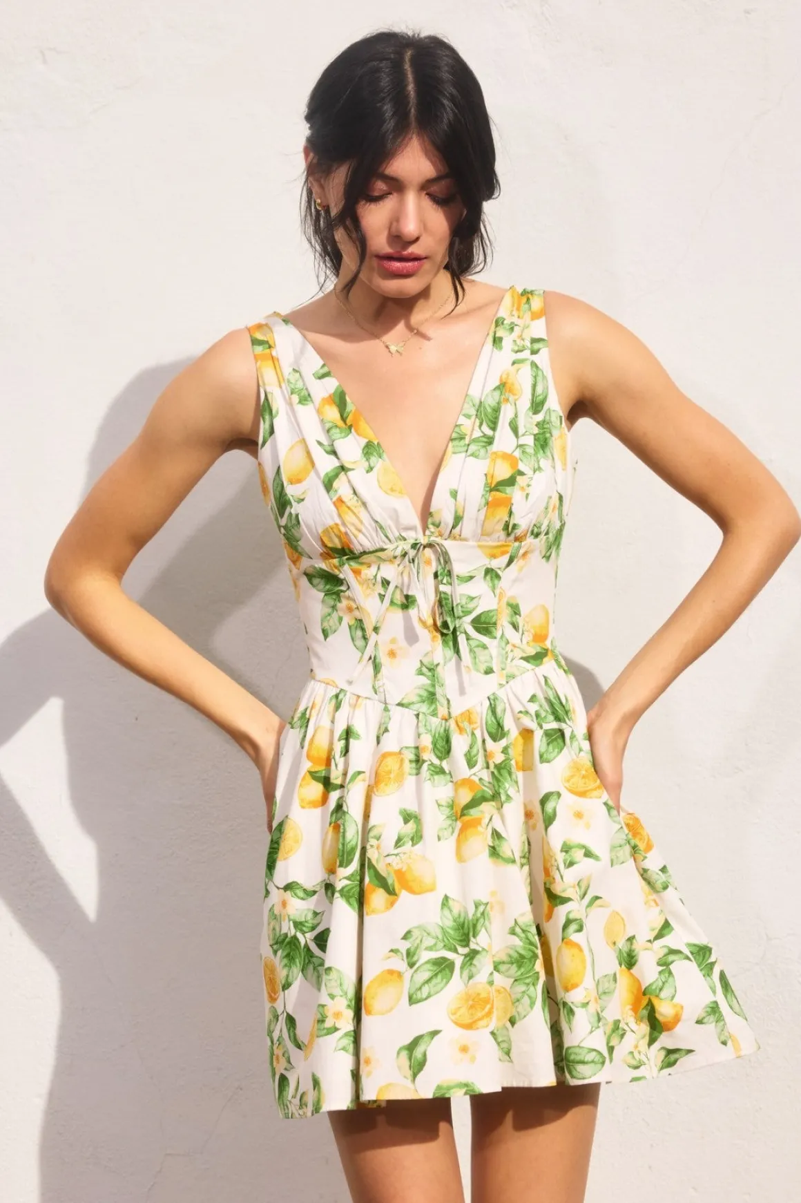 Waitlist 4/30 ♥ Susie Sleeveless Corset Lemon Print Mini Dress Yellow