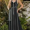 Waitlist 4/2 ♥ Veronica Sleeveless Contrast Waist Tie Wide Leg Jumpsuit Black