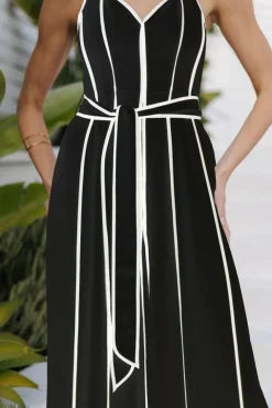Waitlist 4/2 ♥ Veronica Sleeveless Contrast Waist Tie Wide Leg Jumpsuit Black