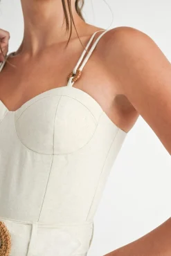 Waitlist 4/2 ♥ Wren Sleeveless Belted Linen Wide Leg Jumpsuit Natural