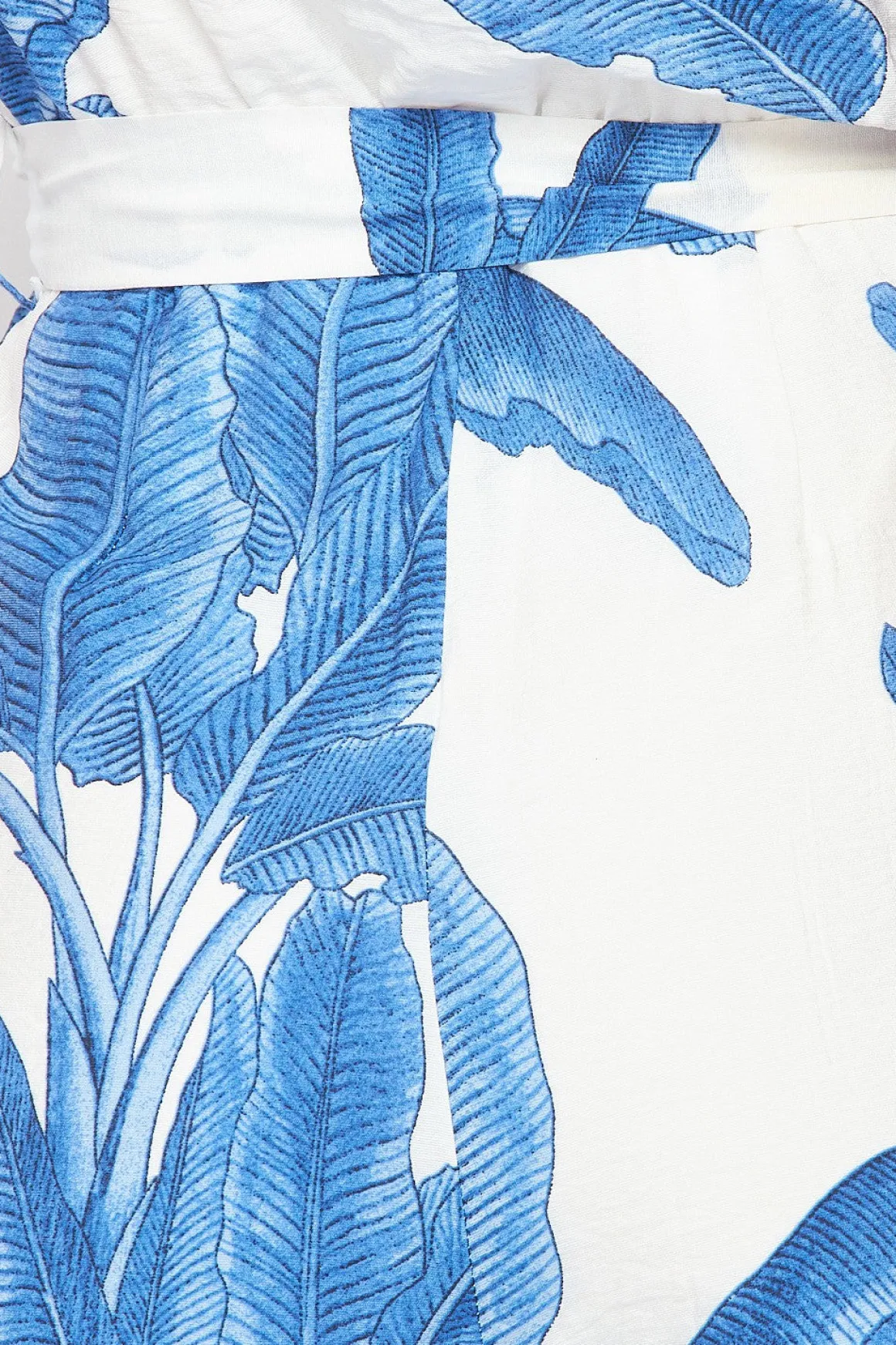 Willa Sleeveless Waist Tie Tropical Print Wide Leg Jumpsuit Blue