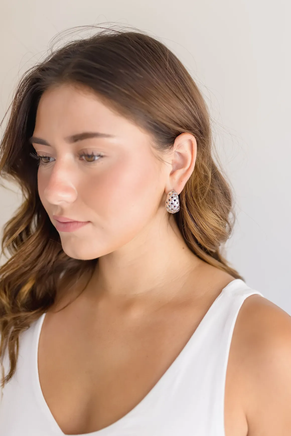 Zoe Braided Hoop Earrings Silver
